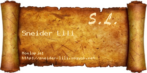 Sneider Lili névjegykártya